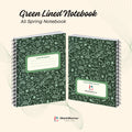 Green Lined Notebook- A5 Spiral-Bound